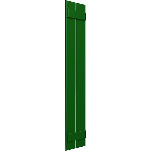 True Fit PVC Two Board Spaced Board-n-Batten Shutters, Viridian Green, 11 1/4W X 58H